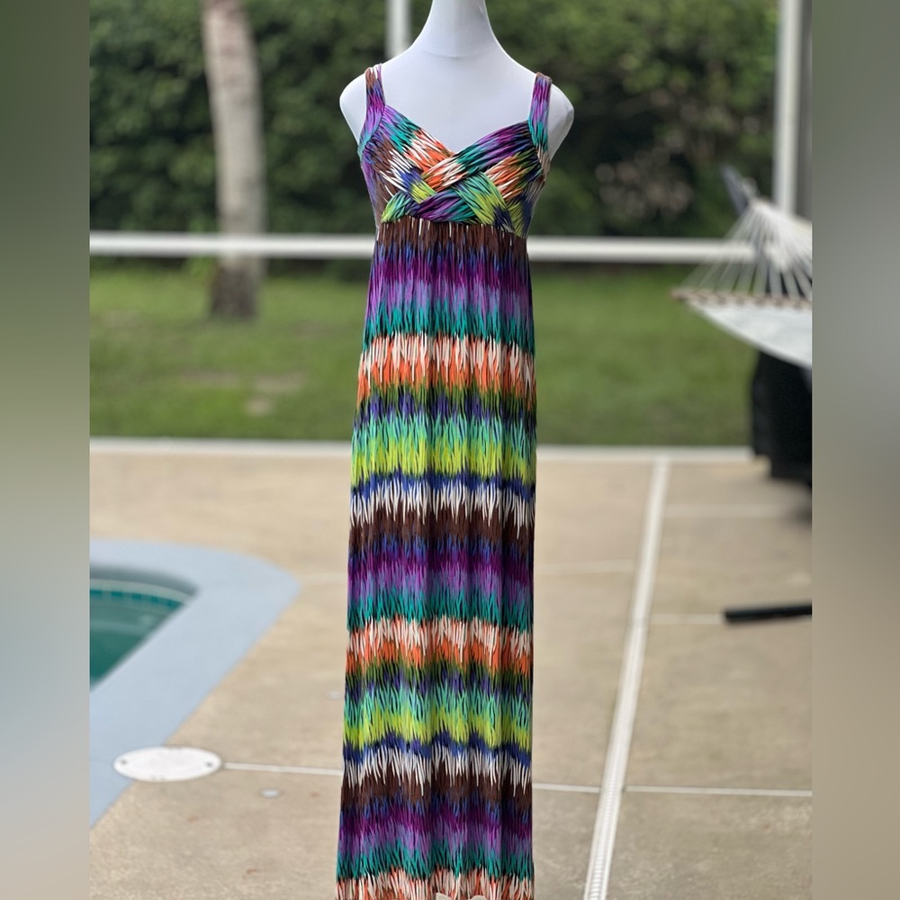 Philosophy Maxi Dress Green Orange Green Brown Purple Brown Blue White B…